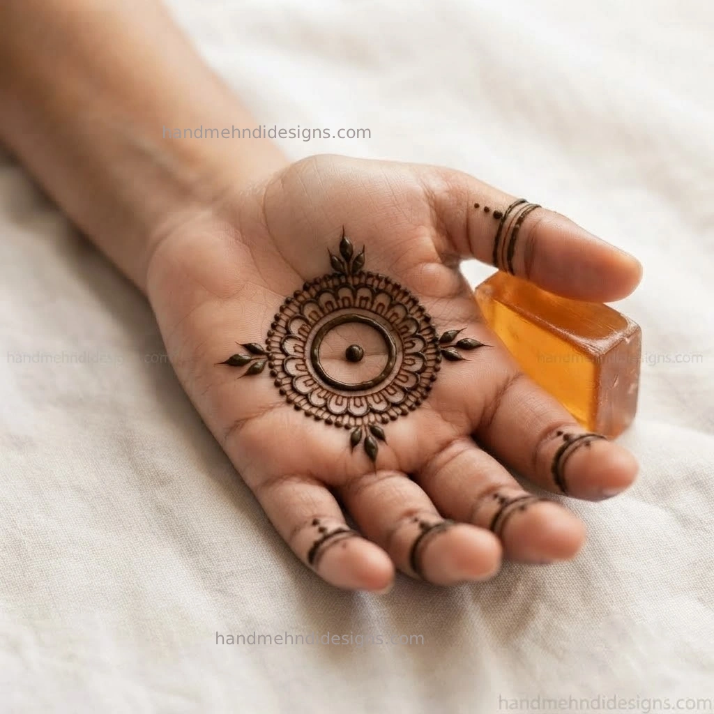 This mandala mehndi pattern offers slightly more detailing while maintaining an easy structure and generous empty space