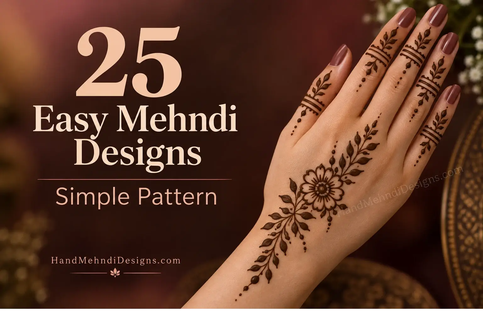 25 easy mehndi designs with simple floral pattern