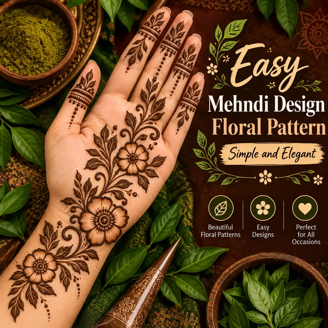Easy Mehndi Design Floral Pattern – Simple and Elegant