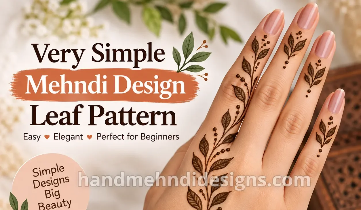 Very simple mehndi design leaf pattern with an easy leaf vine